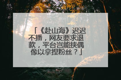 《赴山海》迟迟不播，网友要求退款，平台岂能挟偶像以拿捏粉丝？