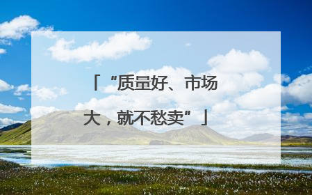 “质量好、市场大，就不愁卖”
