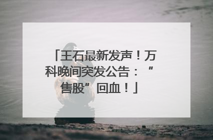 王石最新发声！万科晚间突发公告：“售股”回血！