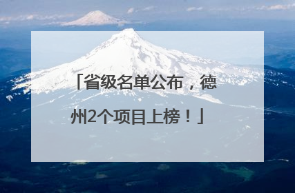 省级名单公布，德州2个项目上榜！