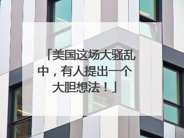 美国这场大骚乱中，有人提出一个大胆想法！
