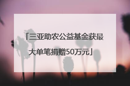三亚助农公益基金获最大单笔捐赠50万元