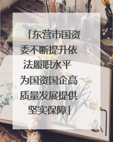 东营市国资委不断提升依法履职水平 为国资国企高质量发展提供坚实保障