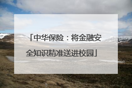 中华保险：将金融安全知识精准送进校园