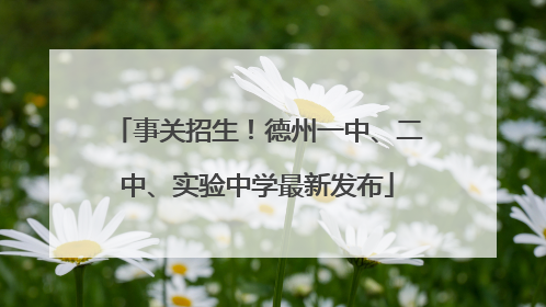 事关招生！德州一中、二中、实验中学最新发布