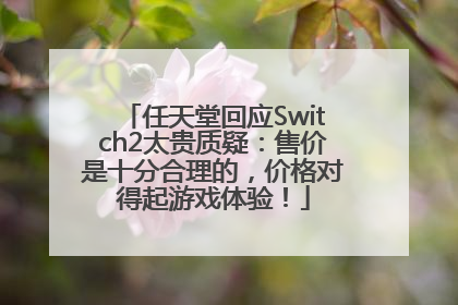 任天堂回应Switch2太贵质疑：售价是十分合理的，价格对得起游戏体验！