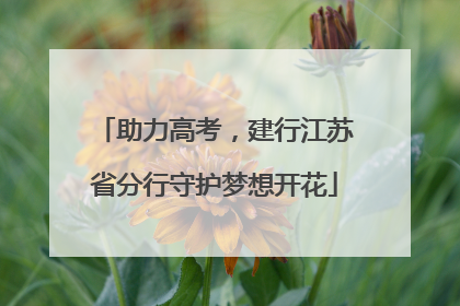 助力高考，建行江苏省分行守护梦想开花