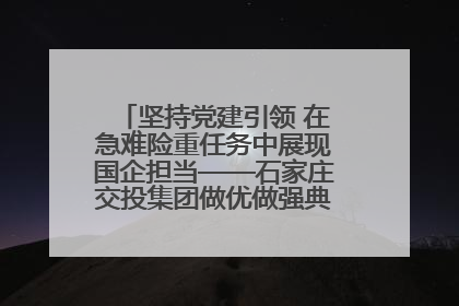 坚持党建引领 在急难险重任务中展现国企担当——石家庄交投集团做优做强典型报道之一