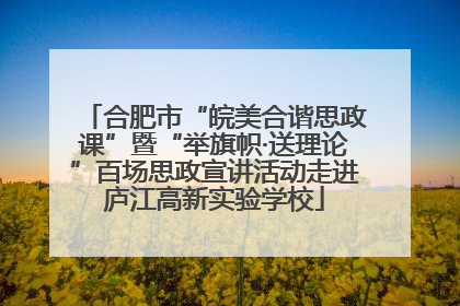 合肥市“皖美合谐思政课”暨“举旗帜·送理论”百场思政宣讲活动走进庐江高新实验学校