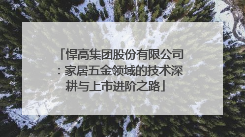 悍高集团股份有限公司：家居五金领域的技术深耕与上市进阶之路
