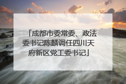 成都市委常委、政法委书记陈麟调任四川天府新区党工委书记