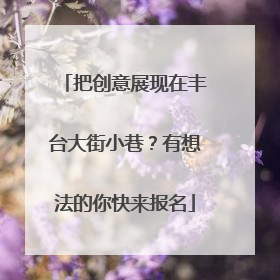 把创意展现在丰台大街小巷？有想法的你快来报名