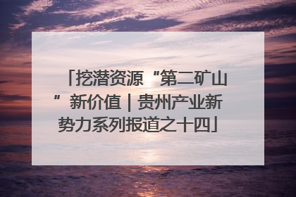 挖潜资源“第二矿山”新价值｜贵州产业新势力系列报道之十四