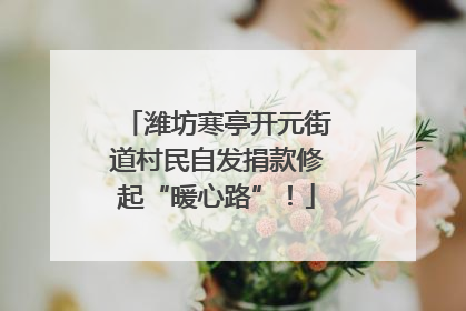 潍坊寒亭开元街道村民自发捐款修起“暖心路”！