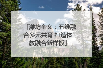 潍坊奎文：五维融合多元共育 打造体教融合新样板
