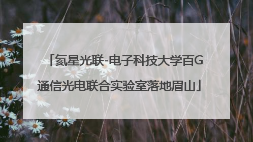 氦星光联-电子科技大学百G通信光电联合实验室落地眉山