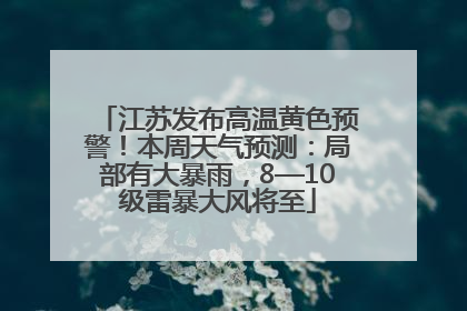 江苏发布高温黄色预警！本周天气预测：局部有大暴雨，8—10级雷暴大风将至