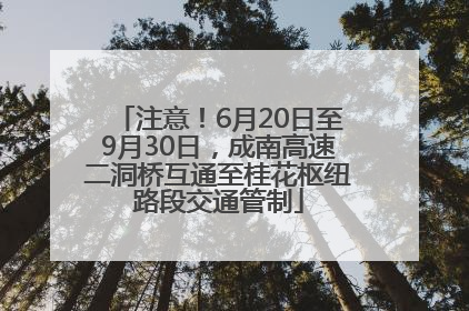 注意！6月20日至9月30日，成南高速二洞桥互通至桂花枢纽路段交通管制