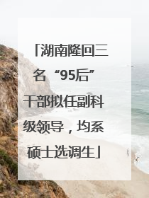 湖南隆回三名“95后”干部拟任副科级领导，均系硕士选调生