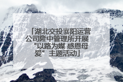 湖北交投襄阳运营公司隆中管理所开展“以路为媒 感恩母爱”主题活动
