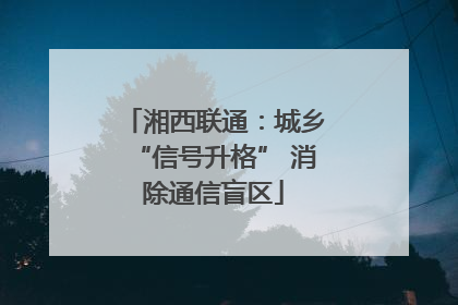 湘西联通：城乡“信号升格” 消除通信盲区