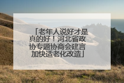 老年人说好才是真的好！河北省政协专题协商会建言加快适老化改造
