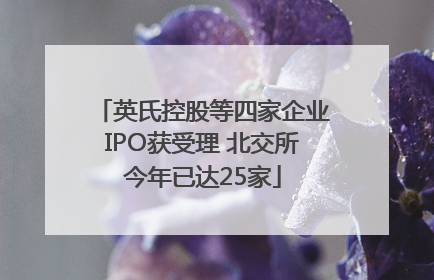 英氏控股等四家企业IPO获受理 北交所今年已达25家