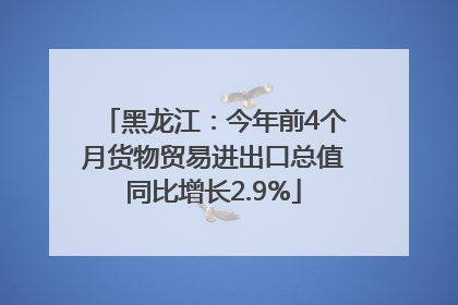 黑龙江：今年前4个月货物贸易进出口总值同比增长2.9%
