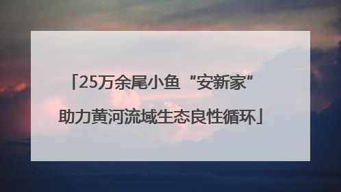 25万余尾小鱼“安新家” 助力黄河流域生态良性循环