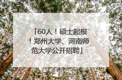 60人！硕士起报！郑州大学、河南师范大学公开招聘